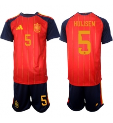 Men's Spain #5 HUIJSEN National Team FIFA x World Cup 2026 Home Red On Field Jerseys