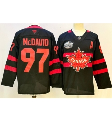 Men's Canada #97 Connor McDavid Black 2025 4 Nations Face-Off Premium With A Stitched Jersey