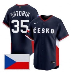 Men's Czech Republic Baseball #35 Ondej Satoria Nike Navy 2026 World Baseball Classic Jersey