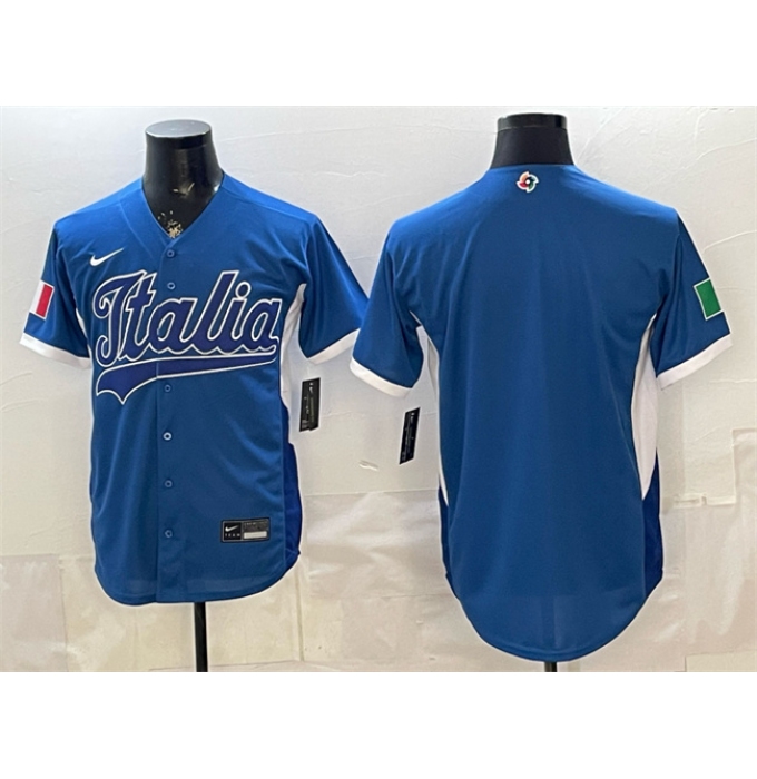 Men's Italy Baseball Blank Blue 2026 World Baseball Classic Home Stadium Stitched Jersey