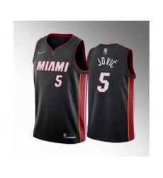 Men's Miami Heat #5 Nikola Jovic 2022 Black Icon Edition 75th Anniversary Stitched Basketball Jersey