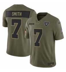 Men's Las Vegas Raiders #7 Geno Smith Olive 2025 Salute to Service Limited Football Stitched Jersey