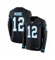 Youth Nike Carolina Panthers #12 DJ Moore Limited Black Therma Long Sleeve NFL Jersey