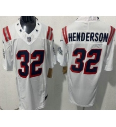 Men's New England Patriots #32 TreVeyon Henderson Limited White Rivalries FUSE Vapor Jersey