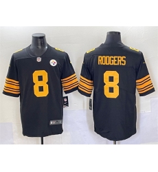 Men's Pittsburgh Steelers #8 Aaron Rodgers Black 2025 Color Rush Vapor Limited Stitched Football Jersey