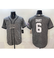 Men's New York Giants #6 Jaxson Dart Gray With Cool Base Stitched Baseball Jersey