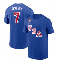 Men's US Hockey #7 Brady Tkachuk Royal 2026 Name & Number T-Shirt