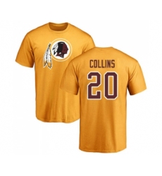 Football Washington Redskins #20 Landon Collins Gold Name & Number Logo T-Shirt