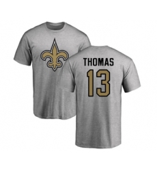 Football New Orleans Saints #13 Michael Thomas Ash Name & Number Logo T-Shirt