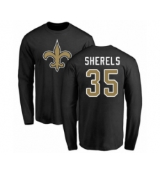 Football New Orleans Saints #35 Marcus Sherels Black Name & Number Logo Long Sleeve T-Shirt
