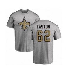 Football New Orleans Saints #62 Nick Easton Ash Name & Number Logo T-Shirt