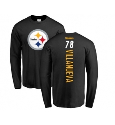 Football Pittsburgh Steelers #78 Alejandro Villanueva Black Backer Long Sleeve T-Shirt
