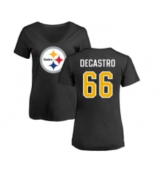 Football Women's Pittsburgh Steelers #66 David DeCastro Black Name & Number Logo Slim Fit T-Shirt