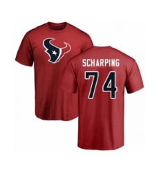 Football Houston Texans #74 Max Scharping Red Name & Number Logo T-Shirt