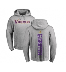 Football Minnesota Vikings #97 Everson Griffen Ash Backer Pullover Hoodie
