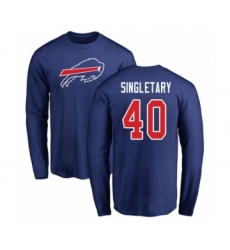 Football Buffalo Bills #40 Devin Singletary Royal Blue Name & Number Logo Long Sleeve T-Shirt