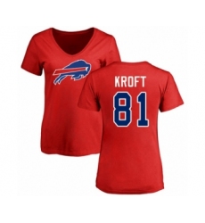Football Women's Buffalo Bills #81 Tyler Kroft Red Name & Number Logo T-Shirt