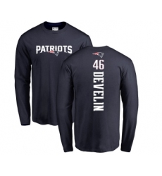 Football New England Patriots #46 James Develin Navy Blue Backer Long Sleeve T-Shirt