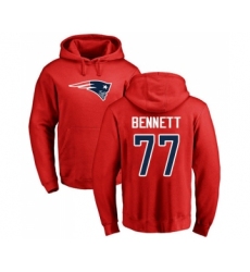 Football New England Patriots #77 Michael Bennett Red Name & Number Logo Pullover Hoodie