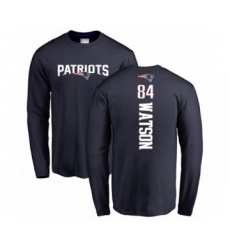 Football New England Patriots #84 Benjamin Watson Navy Blue Backer Long Sleeve T-Shirt