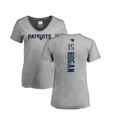 Football Women's New England Patriots #15 Chris Hogan Ash Backer V-Neck T-Shirt