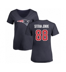 Football Women's New England Patriots #88 Austin Seferian-Jenkins Navy Blue Name & Number Logo Slim Fit T-Shirt