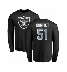 Football Oakland Raiders #51 Vontaze Burfict Black Name & Number Logo Long Sleeve T-Shirt