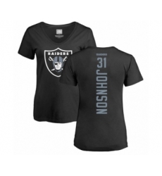Football Women's Oakland Raiders #31 Isaiah Johnson Black Backer T-Shirt