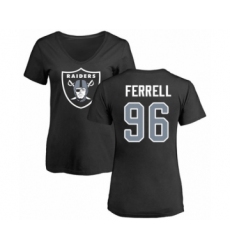 Football Women's Oakland Raiders #96 Clelin Ferrell Black Name & Number Logo T-Shirt