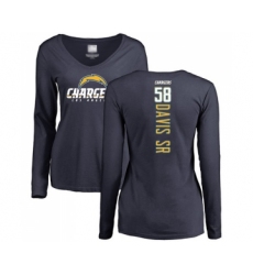 Football Women's Los Angeles Chargers #58 Thomas Davis Sr Navy Blue Backer Long Sleeve T-Shirt