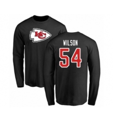 Football Kansas City Chiefs #54 Damien Wilson Black Name & Number Logo Long Sleeve T-Shirt