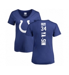 Football Women's Indianapolis Colts #34 Rock Ya-Sin Royal Blue Backer T-Shirt