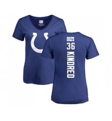 Football Women's Indianapolis Colts #36 Derrick Kindred Royal Blue Backer T-Shirt