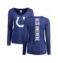 Football Women's Indianapolis Colts #58 Bobby Okereke Royal Blue Backer Long Sleeve T-Shirt