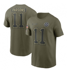 Men's Dallas Cowboys #11 Micah Parsons Olive 2025 Salute to Service Name & Number T-Shirt