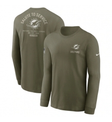 Men's Miami Dolphins Olive 2025 Salute to Service Sideline Long Sleeve T-Shirt