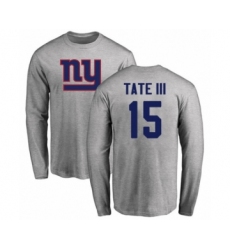 Football New York Giants #15 Golden Tate III Ash Name & Number Logo Long Sleeve T-Shirt