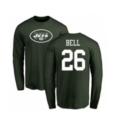 Football New York Jets #26 Le'Veon Bell Green Name & Number Logo Long Sleeve T-Shirt