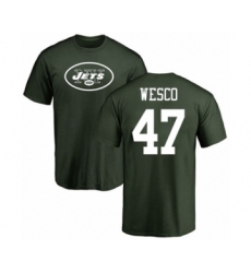 Football New York Jets #47 Trevon Wesco Green Name & Number Logo T-Shirt