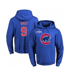 Cubs #9 Javier Baez Blue 2016 World Series Champions Primary Logo Pullover MLB Hoodie