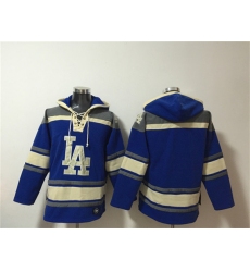 Men's Los Angeles Dodgers Blank Blue Ageless Must-Have Lace-Up Pullover Hoodie