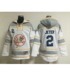 Men's New York Yankees #2 Derek Jeter White Hoodie