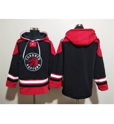 Men's Toronto Raptors Blank Black Red Lace-Up Pullover Hoodie