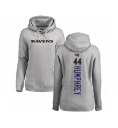 Football Women's Baltimore Ravens #44 Marlon Humphrey Ash Backer Pullover Hoodie