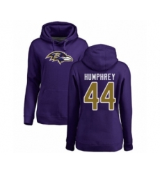 Football Women's Baltimore Ravens #44 Marlon Humphrey Purple Name & Number Logo Pullover Hoodie