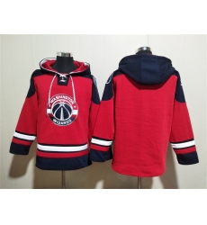 Men's Washington Wizards Blank Red Navy Lace-Up Pullover Hoodie