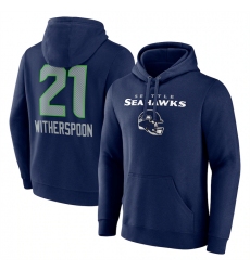 Men's Seattle Seahawks #21 Devon Witherspoon Navy Team Wordmark Player Name & Number Pullover Hoodie