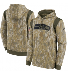Men's Seattle Seahawks Nike Camo 2021 Salute To Service Therma Performance Pullover Hoodie