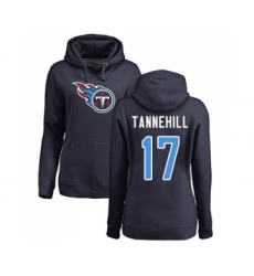 Football Women's Tennessee Titans #17 Ryan Tannehill Navy Blue Name & Number Logo Pullover Hoodie