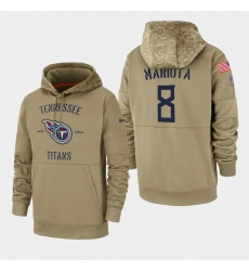 Men's Tennessee Titans #8 Marcus Mariota 2019 Salute to Service Sideline Therma Pullover Hoodie - Tan